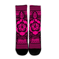 Hawaiian Turtle Polynesian Tribal Crew Socks Pink AH - Polynesian Pride