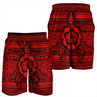 Hawaiian Turtle Polynesian Tribal Men's Shorts Red AH - Polynesian Pride