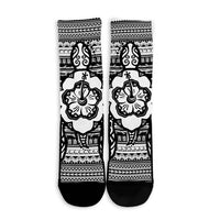 Hawaiian Turtle Polynesian Tribal Crew Socks White AH - Polynesian Pride