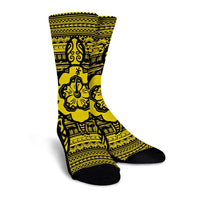 Hawaiian Turtle Polynesian Tribal Crew Socks Yellow AH - Polynesian Pride