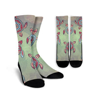 Hawaiian Turtle Polynesian Crew Socks - AH Crew Socks White - Polynesian Pride