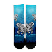 Hawaiian Turtle Swim With Fish In The Ocean Polynesian Crew Socks - AH - Polynesian Pride