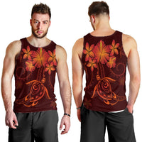 Hawaiian Turtles Hibiscus Plumeria Polynesian Tank Top - Red - AH - Polynesian Pride
