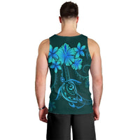 Hawaiian Turtles Hibiscus Plumeria Polynesian Tank Top - Turquoise - AH - Polynesian Pride