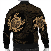Hawaiian Two Turtle Polynesian Bomber Jacket Gold AH - Polynesian Pride