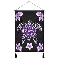 Hawaiian Violet Turtle Plumeria Hanging Poster AH Hanging Poster Cotton And Linen - Polynesian Pride