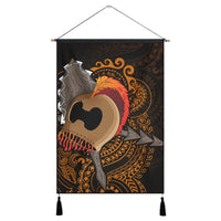 Hawaiian Warrior Helmet Kanaka Polynesian Hanging Poster - AH Hanging Poster Cotton And Linen - Polynesian Pride