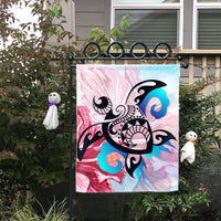 Hawaiian Wave Hibiscus Watercolor Turtle Polynesian Flag - AH - Polynesian Pride