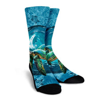 Hawaiian Whirlpool Turtle Polynesian Crew Socks - AH - Polynesian Pride