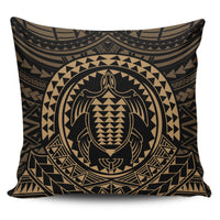 Hawaiian Kakau Honu Arc Gold Polynesian Pillow Covers One Size Zippered Pillow Case 18"x18"(Twin Sides) Gold - Polynesian Pride