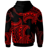 Polynesian Hoodie Sea Ripples Pattern Red Color - Polynesian Pride
