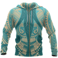 New Zealand Maori Zip Hoodie, Hei Matau Tattoo Full Zip Hoodie Unisex Black - Polynesian Pride