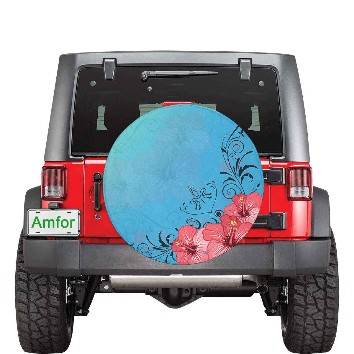 Hibiscus Flower Red Spare Tire Cover AH Red - Polynesian Pride