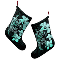 Hibiscus Plumeria Mix Polynesian Turtle Christmas Stocking Turquoise - AH - Polynesian Pride