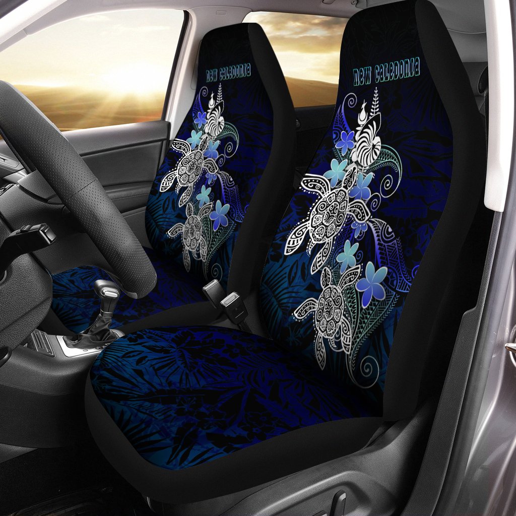 New Caledonia Polynesian Car Seat Covers - Blue Turtle Couple Universal Fit Blue - Polynesian Pride