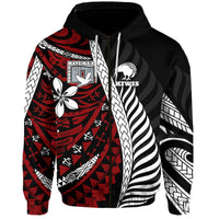 Mate Maa Tonga Mixed Aotearoa Kiwis Rugby Hoodie Silver Fern Mixed Polynesian Style LT9 Zip Hoodie Black - Polynesian Pride