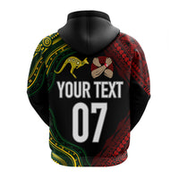 Custom Aussie Kangaroos Mix Mate Maa Tonga Hoodie Aboriginal with Kupesi LT7 - Polynesian Pride