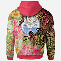 Marshall Islands Hoodie Flowers Tropical With Sea Animals - Polynesian Pride