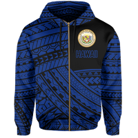 Polynesian Protect Mauna Kea Kanaka Maoli Hawaii Zip Hoodie Blue Quarter Style - Polynesian Pride