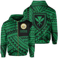 Polynesian Protect Mauna Kea Kanaka Maoli Hawaii Zip Hoodie Green Quarter Style Unisex Green - Polynesian Pride