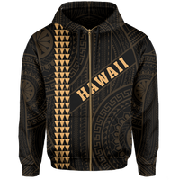 Polynesian Kakau Turtle OHANA Map of Hawaii Zip Hoodie - Polynesian Pride