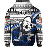 Custom Fiji Rugby Zip Hoodie Tapa Cloth Dab Trend Style - Polynesian Pride