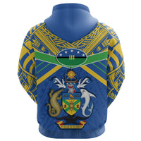 Solomon Islands Zip Hoodie Simple Coat of Arms Rugby - Polynesian Pride