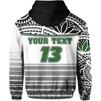 Custom Cook Islands Rugby Hoodie Impressive Version Black Custom Text and Number - Polynesian Pride