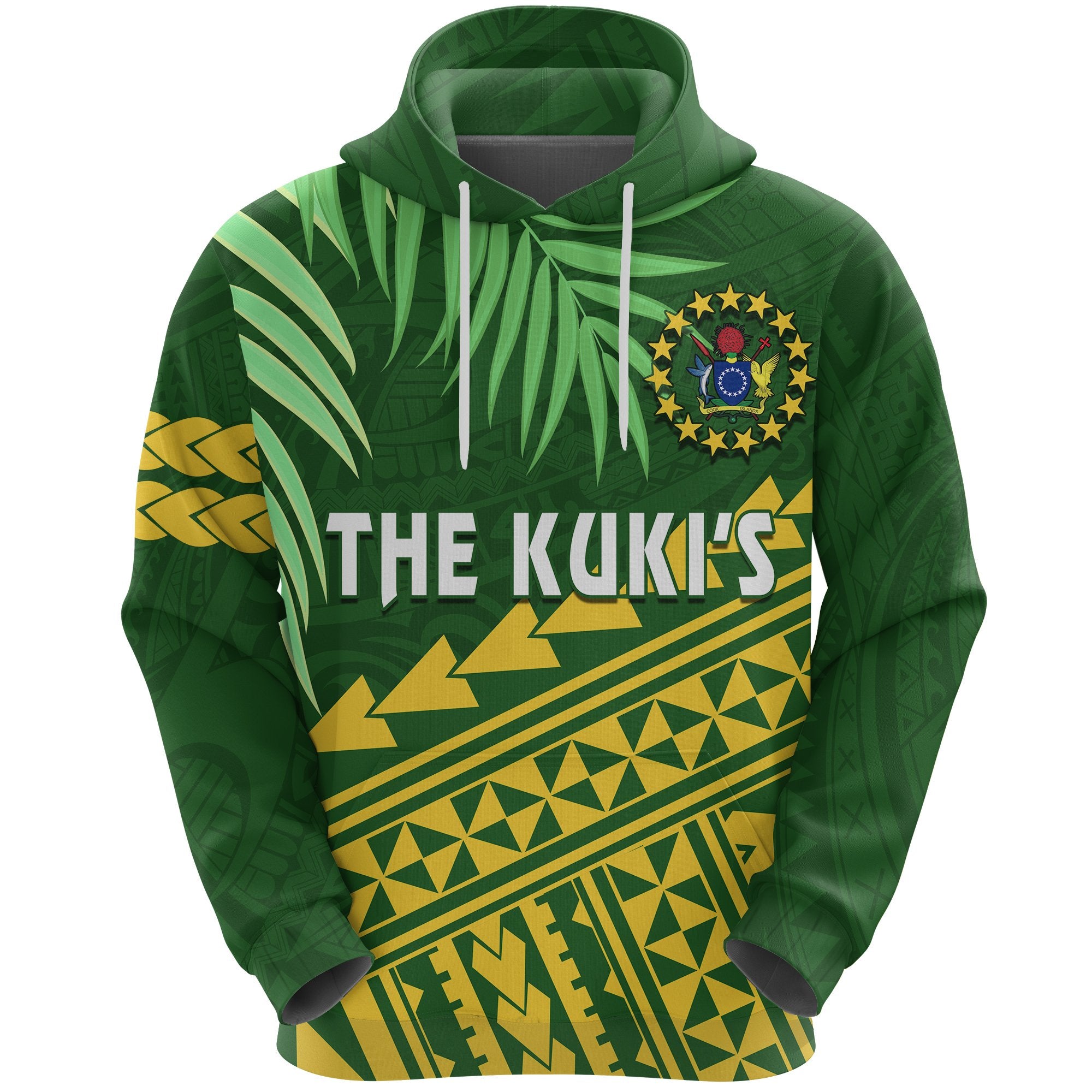 Cook Islands Rugby Hoodie Coconut Leaves The Kukis Unisex Green - Polynesian Pride