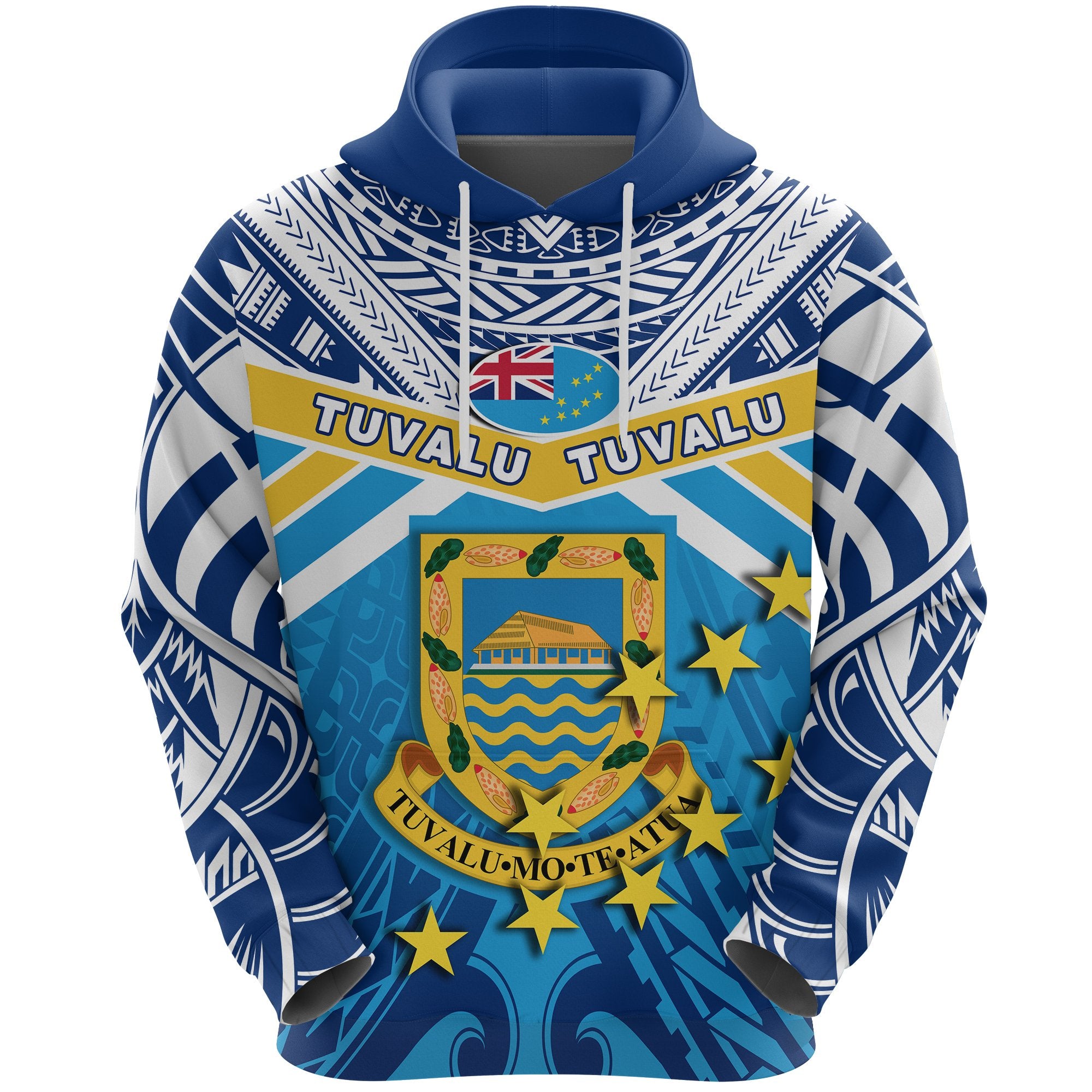 Tuvalu Rugby Hoodie Polynesian Flag Unisex Blue - Polynesian Pride