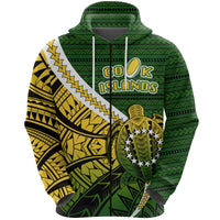 Cook Islands Zip Hoodie Style Turtle Rugby Unisex Green - Polynesian Pride