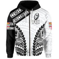 Custom Fiji Rugby Zip Hoodie Fresh Custom Text and Number - Polynesian Pride