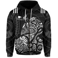 Aotearoa Super Rugby Zip Hoodie Maori Kiwi Unisex Black - Polynesian Pride