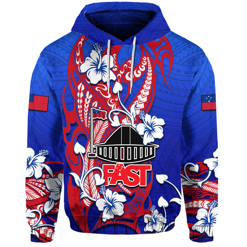 Special Samoa FAST Party Hoodie Tribal Samoan Hibiscus Design LT9 Pullover Hoodie Blue - Polynesian Pride