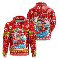 Hawaii Christmas Santas Surf Mele Kalikimaka Hoodie LT2 Zip Hoodie RED - Polynesian Pride