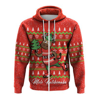 Hawaiian Turtle Christmas Hoodie Zip Red Felix Style - Polynesian Pride