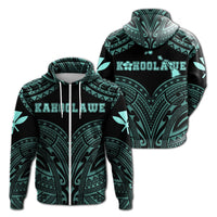 Hawaiian Kanaka Map Polynesian Kahoolawe Hoodie Zip Turquoise Brad Style Unisex Turquoise - Polynesian Pride