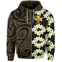 Hawaii Plumeria Kanaka Polynesian Hawaiian Hoodie Zip Curtis Style - Polynesian Pride