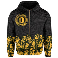 Oahu Map Hibiscus Polynesian Hoodie Zip Lithe Style - Polynesian Pride