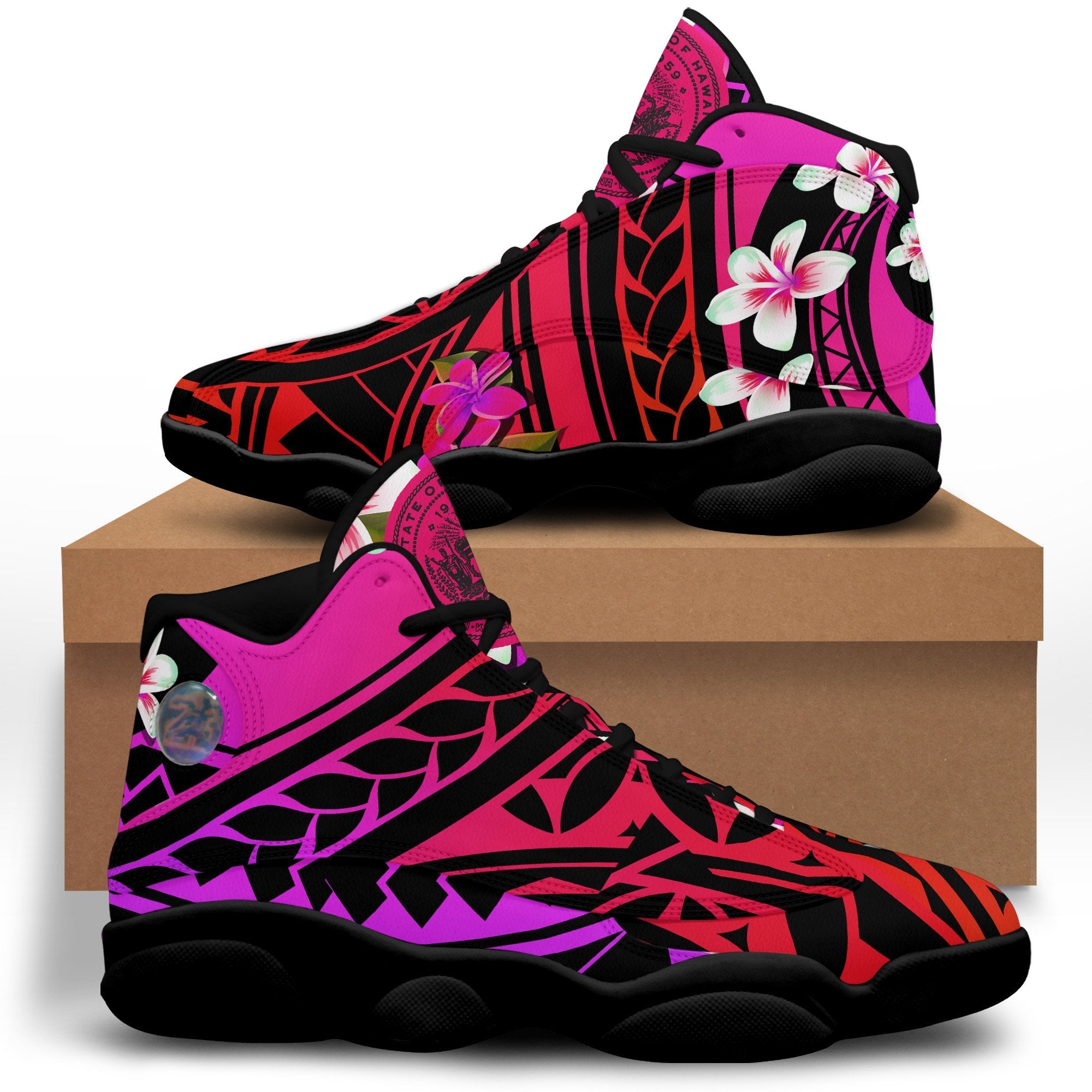 Hawaii Plumeria Polynesian Sneakers J.13 - Hope - Purple - AH Black - Polynesian Pride