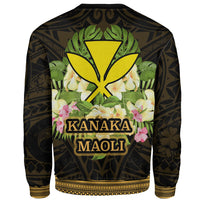 Hawaii Kanaka Maoli Sweatshirt - Polynesian Gold Patterns Collection - Polynesian Pride