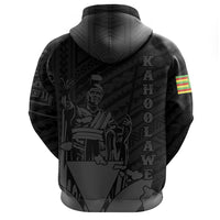 Hawaiian King Kanaka Map Polynesian Kahoolawe Hoodie Zip Grey Hala Style - Polynesian Pride