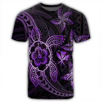 Kanaka Map Hibiscus Plumeria Turtle Art Violet Polynesian T Shirt AH - Polynesian Pride