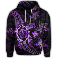 Kanaka Map Hibiscus Plumeria Turtle Art Violet Polynesian Hoodie - Polynesian Pride