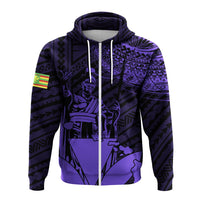 Hawaiian King Kanaka Map Polynesian Kauai Hoodie Zip Purple Hala Style - Polynesian Pride