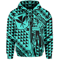 Hawaii Hoodie King Kakau Kanaka Turquoise - Polynesian Pride