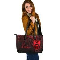Kiribati Leather Tote - Red Color Cross Style Black - Polynesian Pride