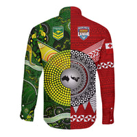 Mate Ma'a Tonga Ngatu And Australia Kangaroos Aboriginal Hawaii Long Sleeve Button Shirt Rugby Together LT8 - Polynesian Pride