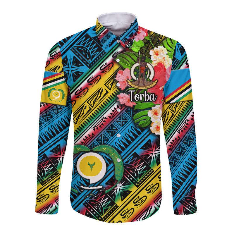 (Custom Personalised) Vanuatu Torba Hawaii Long Sleeve Button Shirt Independence Be Proud LT8 Unisex Blue - Polynesian Pride