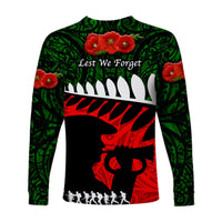 New Zealand Maori ANZAC Long Sleeve Shirt Remembrance Soldier - Green LT8 - Polynesian Pride